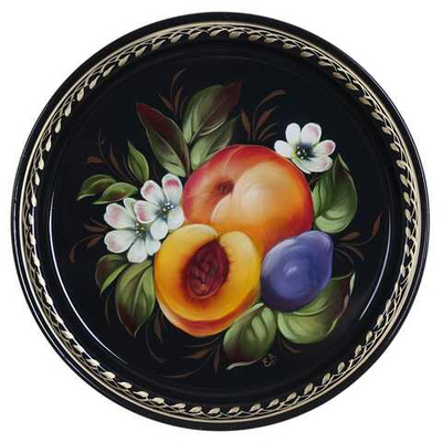 Жостовский поднос декоративный, размер 22 см (A5), металлический