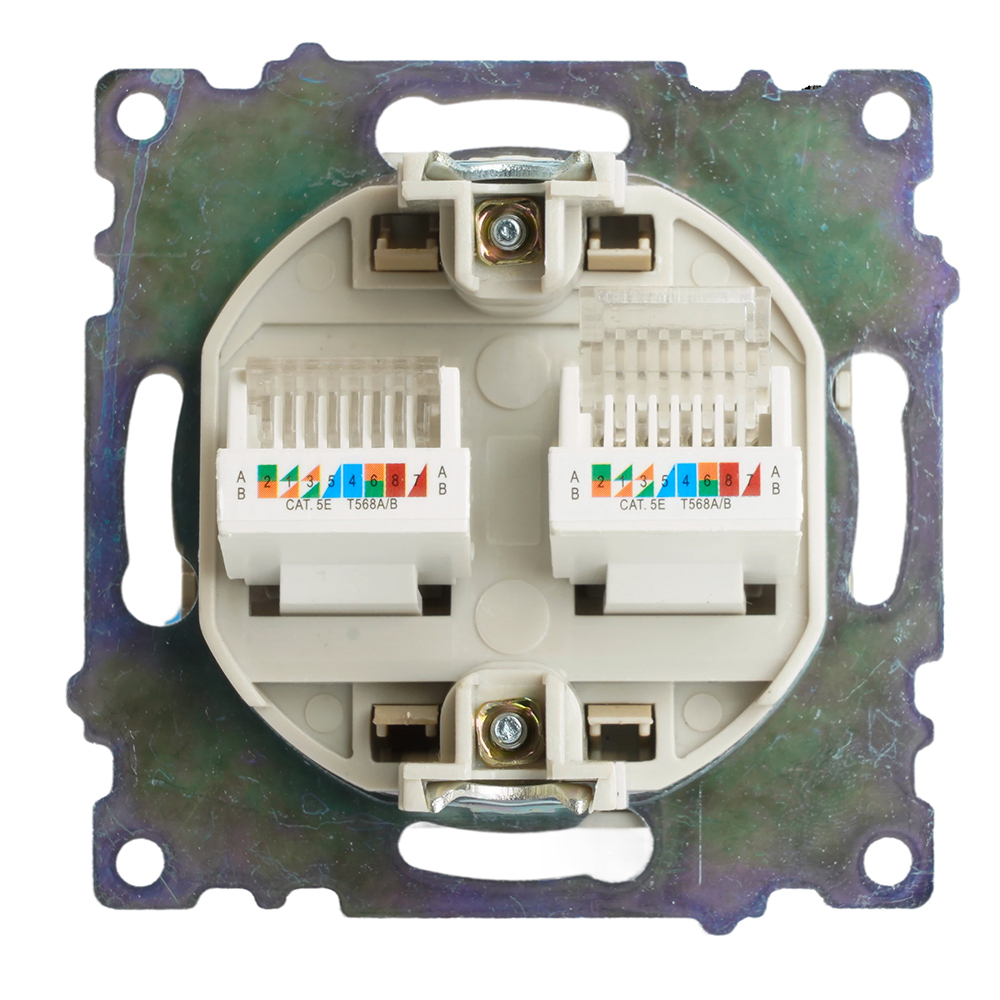 Розетка компьютерная 2-местная RJ-45 (механизм) STEKKER GLS00-7109-08, серия Катрин, золото 50009