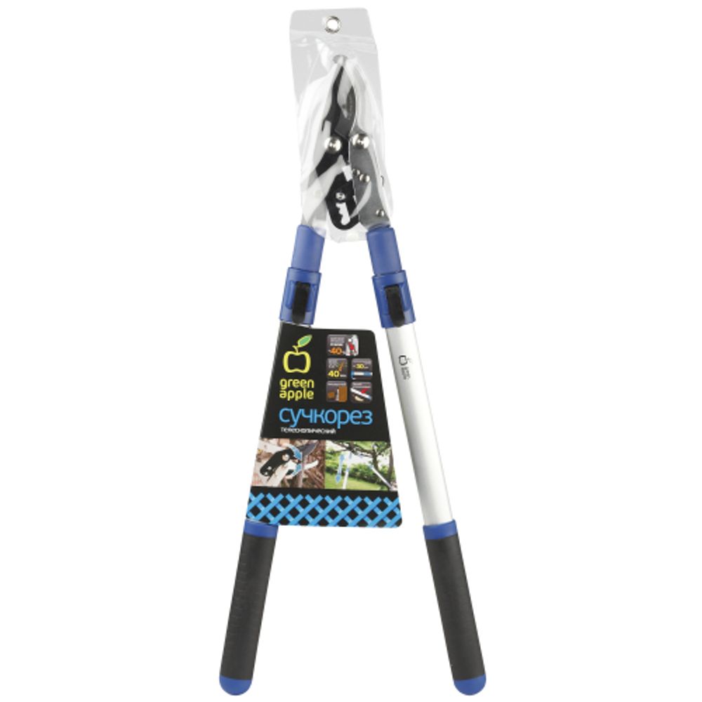 GTBL12-007 GREEN APPLE Сучкорез телескопический (+30 см) с храповым механизмом, плоскостной | GREEN APPLE