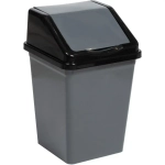 Ведро для мусора с подвижной крышкой 5л квадратное (серо/черный)