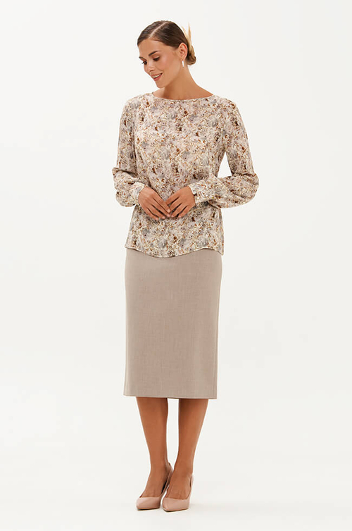 23456 Блузка женская (бежевый принт)
