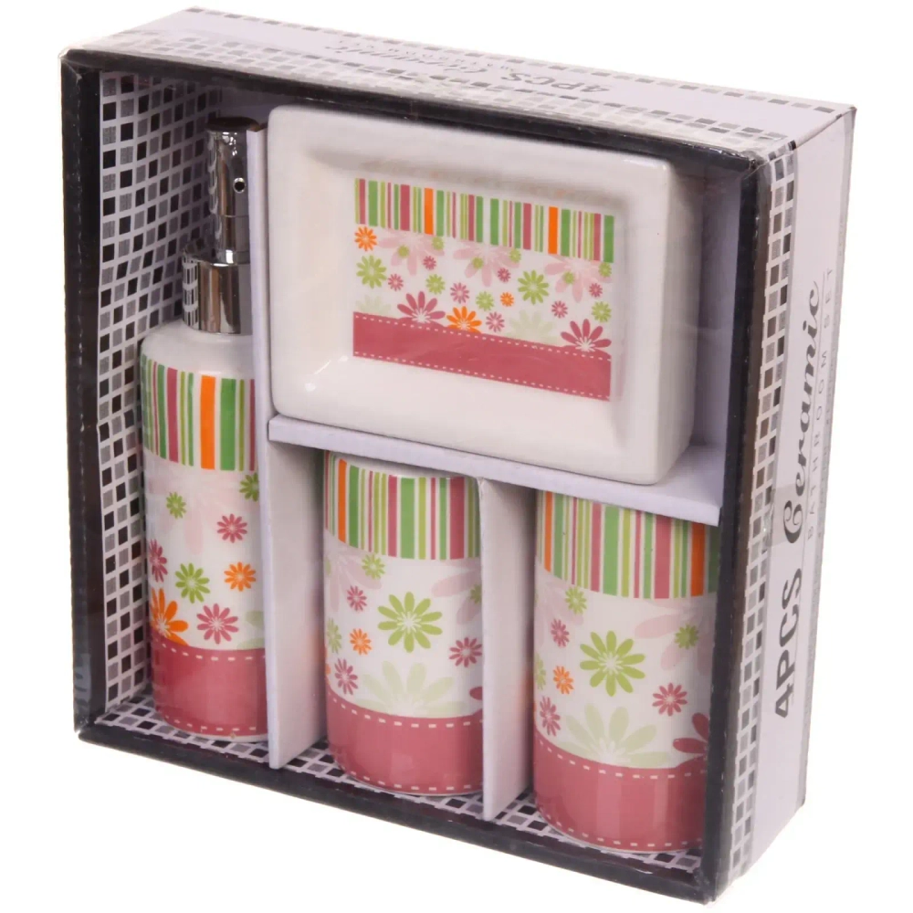 Набор для ванной из 4-х предметов керамический «Салют» зеленый