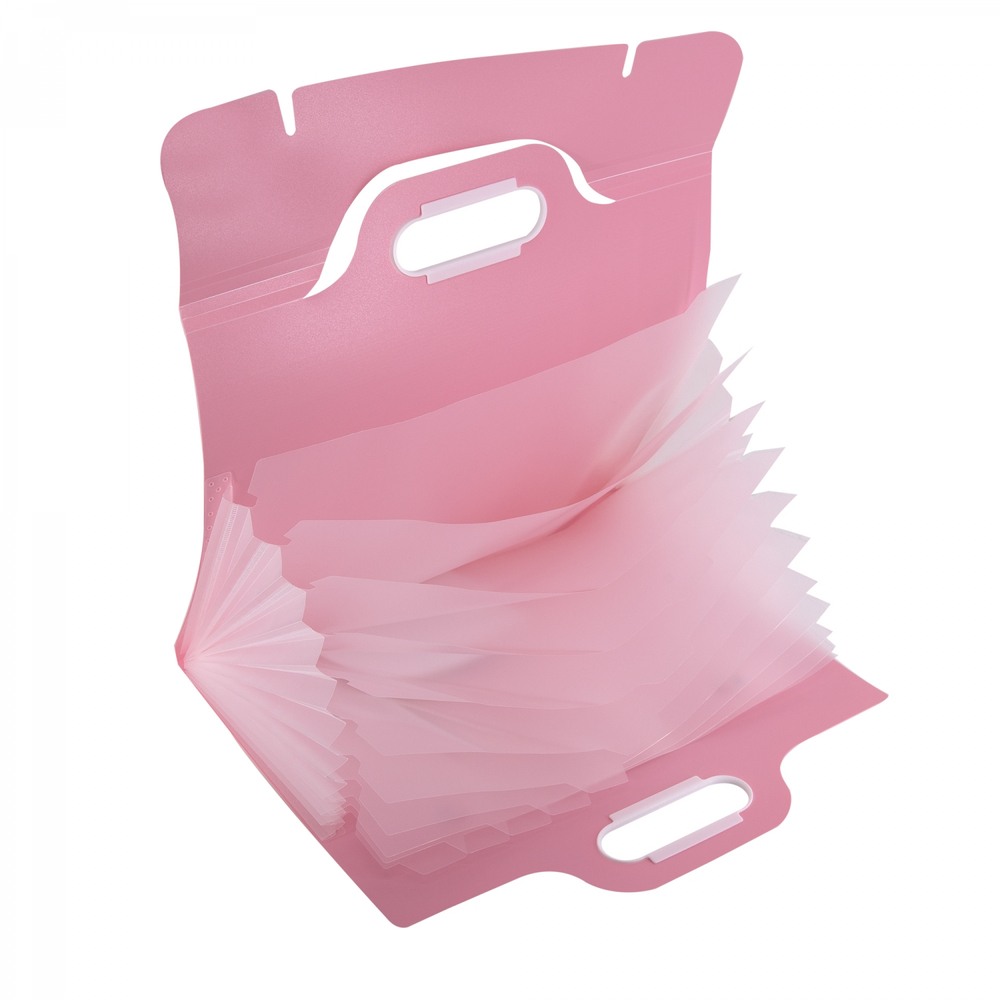 Папка-картотека Alingar, 332х302 мм, на резинке, прорезная ручка, пластик, 700 мкм, 11 отделений, розовый