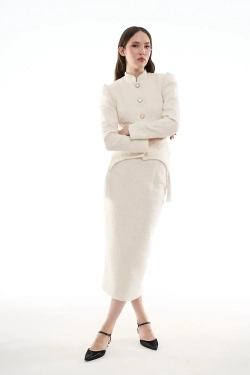 Белая юбка-карандаш миди