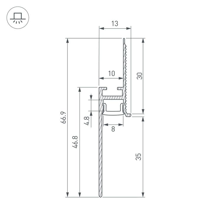 Профиль встраиваемый Arlight Plintus-Fantom-Bent-H35-Side-2000 Black 043676