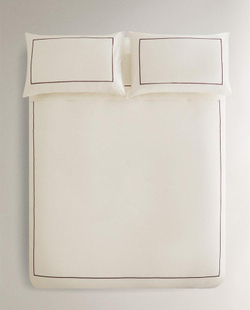 ZARA HOME ПОДОДЕЯЛЬНИК ИЗ САТИНА С ОКАНТОВКОЙ, БУРГУНДИ