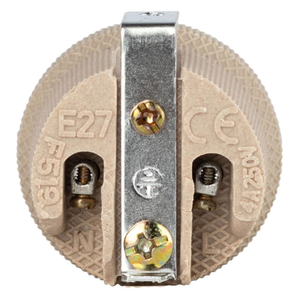 Патрон ЭРА Е27 керамический белый с держателем