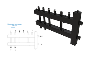 Распределительный коллектор 4 (3+1) отопительных контура с гидравлической стрелкой Askon 32М/125/40/3+1D с ГРТК