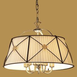Citilux Дрезден CL409151 Люстра подвесная с бежевым абажуром Бронза