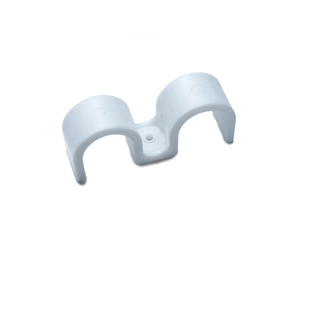 Крепеж-скоба для сантехнических труб для монтажных пистолетов (20 мм, белый, двухстороняя, 40 шт/уп) Крепеж-скоба для сантехнических труб для монтажных пистолетов (20 мм, белый, двухстороняя, 40 шт/уп)