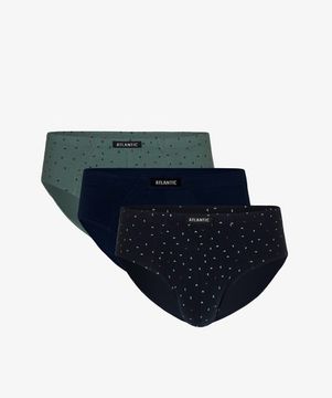 Мужские трусы (3шт) слипы классика Atlantic 3MP-142,  изумрудный + темно-синий + темно-синий