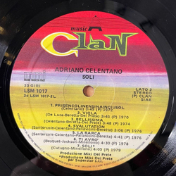 Винтажная виниловая пластинка LP Adriano Celentano Soli Сборник (Italy 1984)