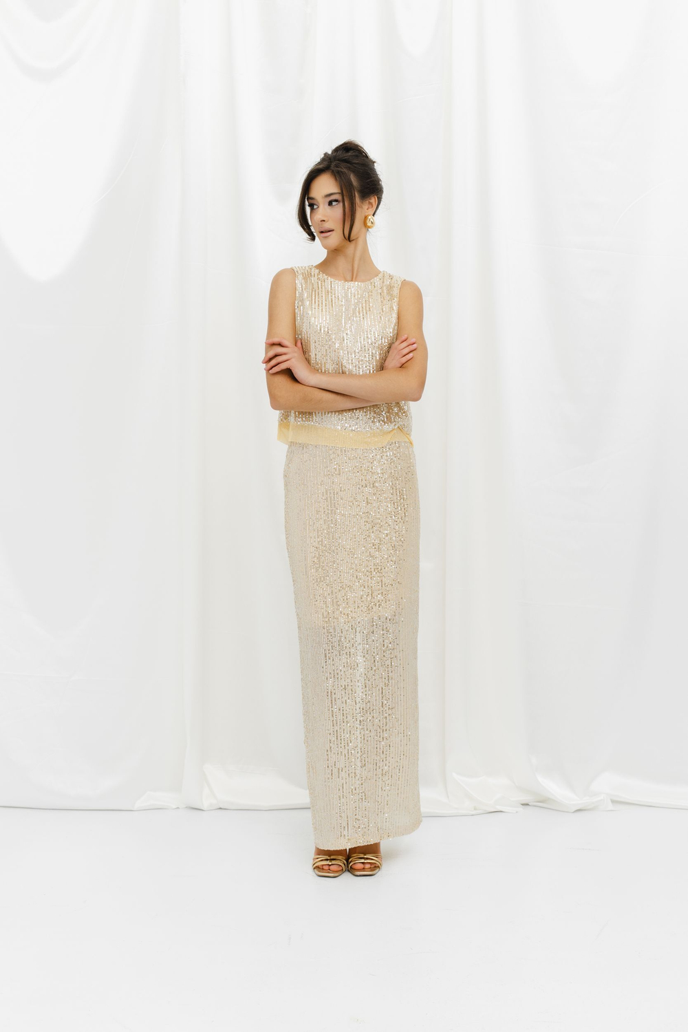 Юбка из пайеток макси