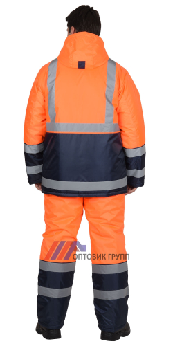 Костюм куртка, п/к, синий с оранж. и СОП 50мм тк.Оксфорд