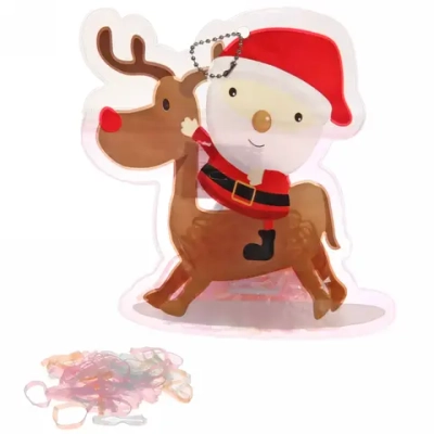 Резинки для волос силиконовые «Новый Год- Дед Мороз с Конфетой», цвет микс,250шт, 17,5*14 см