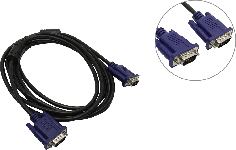 TV-COM &lt;QCG120H-3м&gt; Кабель монитор - SVGA card (15M -15M) 3м 2 фильтра