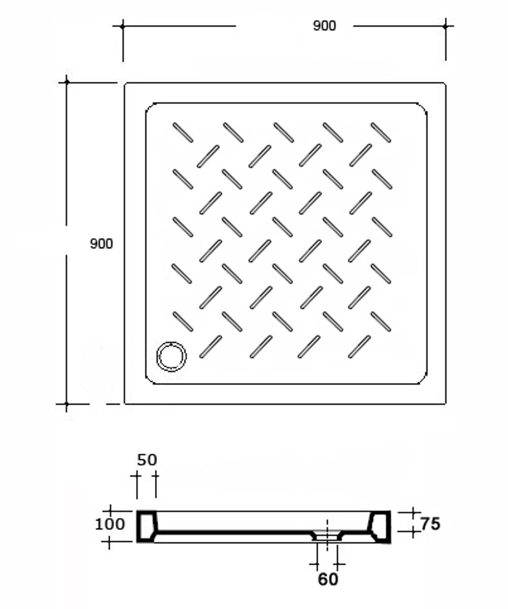 Душевой поддон квадратный керамический RGW CR 90