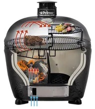 Керамический угольный гриль Primo Oval XL 400 All-in-one, 47x64 см, с ножками и столиками