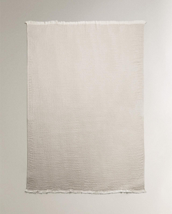 Zara Home - Хлопковый плед , бежевый, 220x240 см