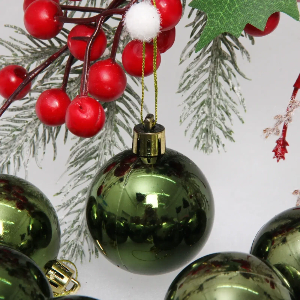 Новогодние шары 5 см (набор 24 шт) «Глянец», изумруд