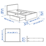 Каркас кровати с 2 ящиками для хранения - IKEA MALM, 200х90 см, черный, МАЛЬМ ИКЕА