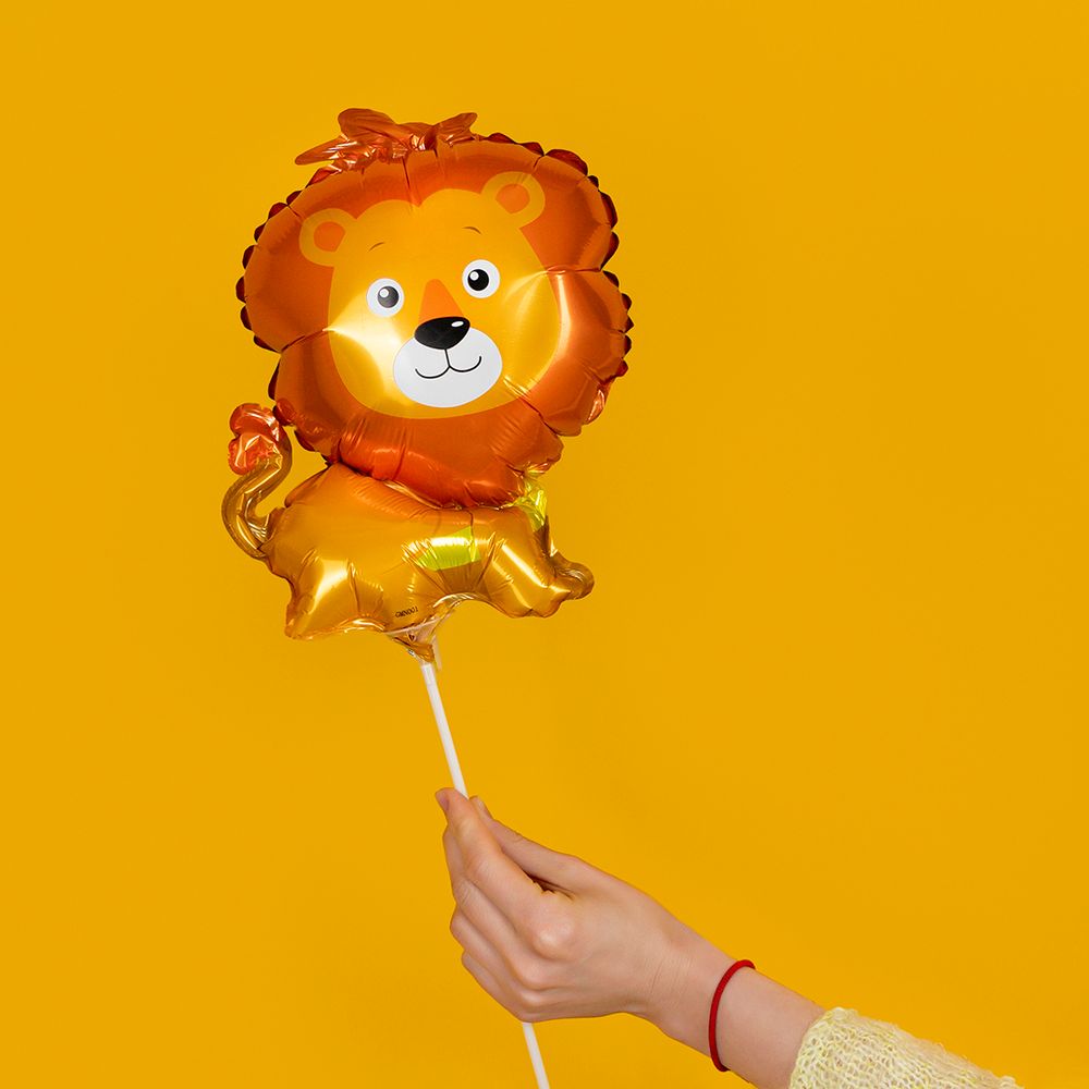 Шар с клапаном (12''/30 см) Мини-фигура, Лев, 1 шт.
