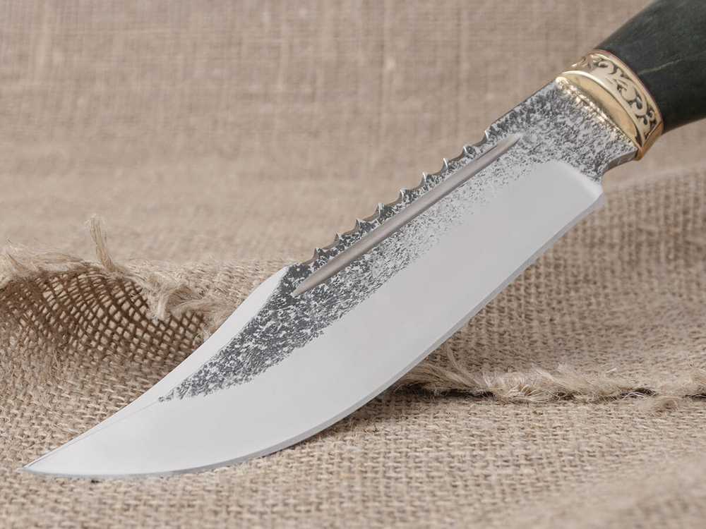 Нож "Алтай", сталь Bohler N690, рукоять зеленая стабилизированная берёза