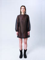 Платье-туника из органзы "Лебедь". Черное