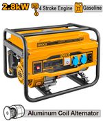 Бензиновый генератор 220В 2,5х2,8 кВт INGCO GE30005