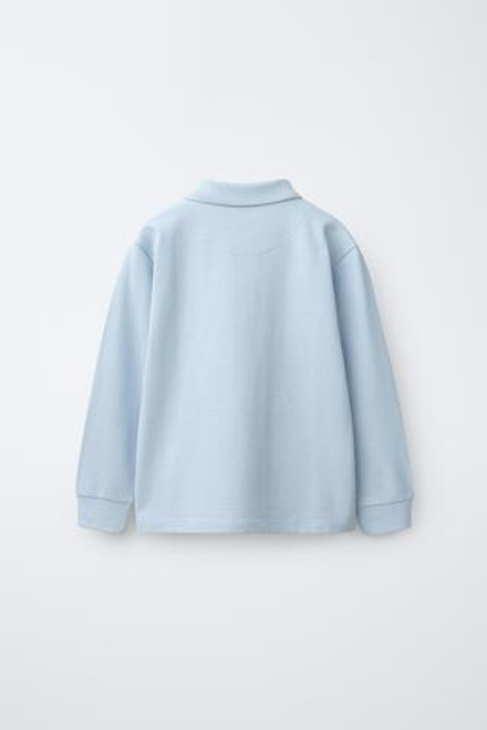 ZARA ОДНОТОННОЕ ПОЛО, ПАСТЕЛЬНО-СИНИЙ