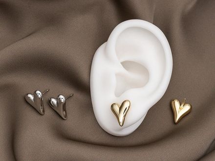 Серьги-гвоздики "Сердце" 14мм
