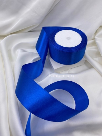 Лента атласная синяя 4 см