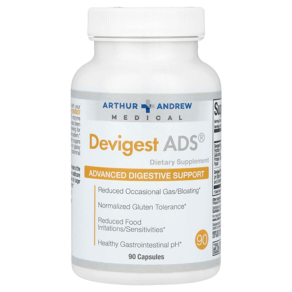 Arthur Andrew Medical, Devigest ADS, улучшенная поддержка пищеварения, 400 мг, 90 капсул