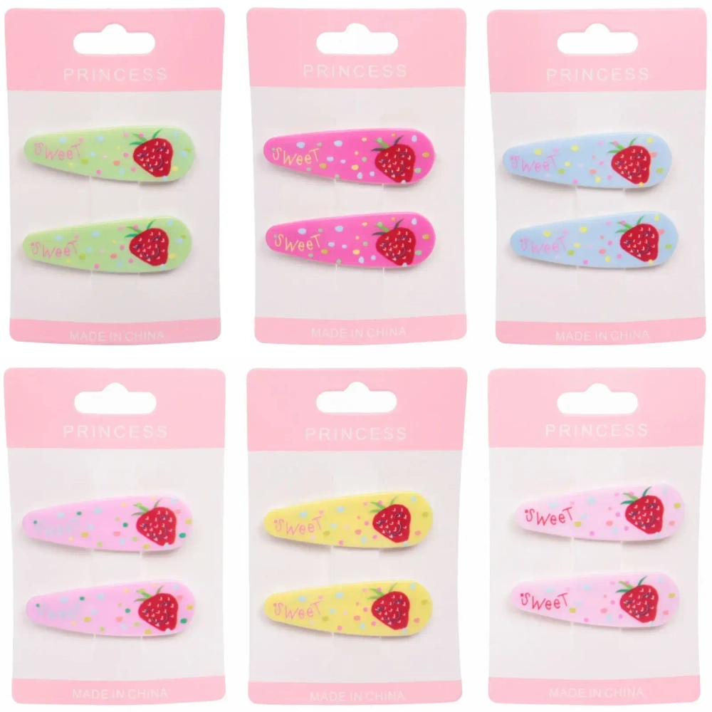 Зажимы для волос детские 2шт «Happy smile», ягодки, микс 6 цветов, 5,5*1,5см