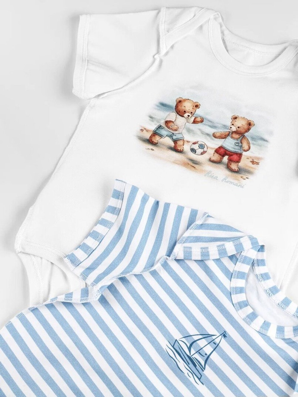 Набор боди с коротким рукавом, Солнечное лето/полоска