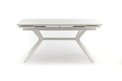 "Меркурий" стол интерьерный раздвижной обеденный из керамики, цвет белый глянцевый