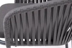 "Бордо" стул плетеный из роупа, каркас алюминий темно-серый (RAL7024) муар, роуп серый 15мм, ткань темно-серая 027