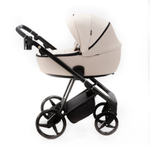 Детская универсальная коляска Adamex Blanc 2 в 1 LUX PS-43/A Светло-бежевая ткань, светло-бежевая экокожа