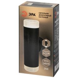 Светильник настенный ЭРА WL50 BK/TR 2*GU10 2*12Вт IP20 черный, прозрачный | Настенная подсветка