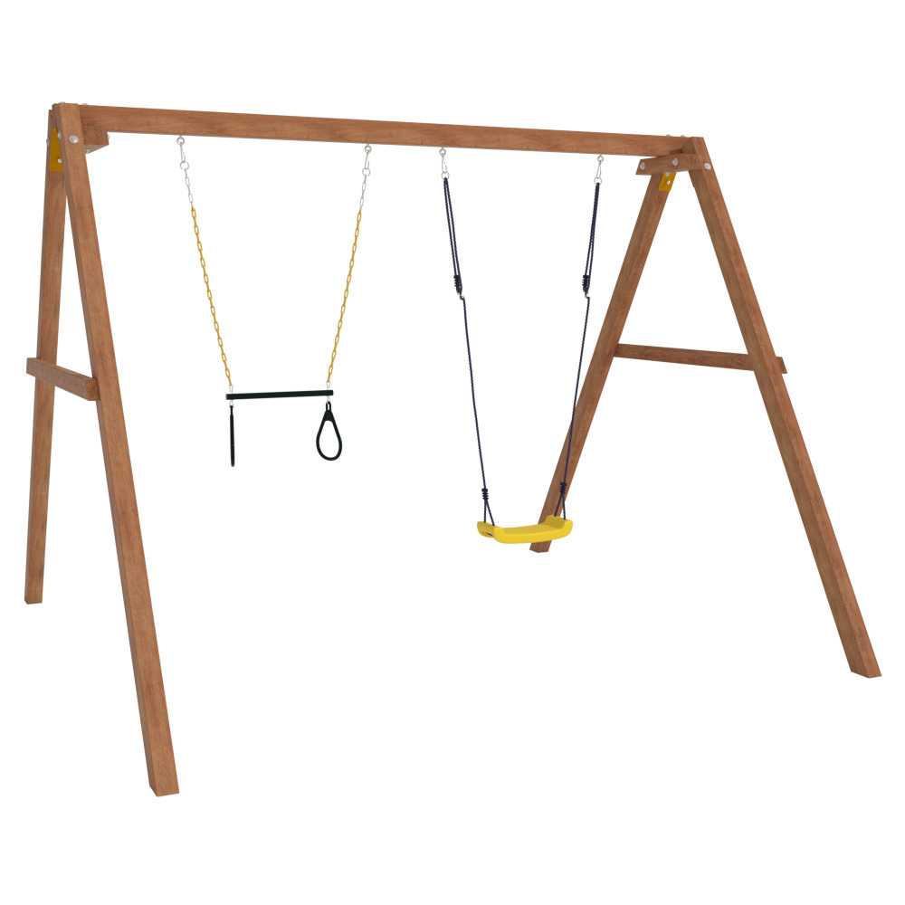 Деревянные качели с трапецией
