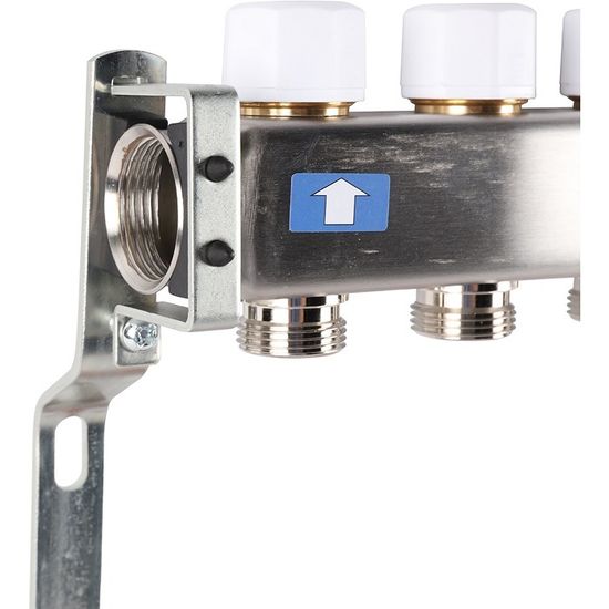 Коллектор Rommer 1"x3/4" на 6 контуров с расходомерами (нерж. сталь) RMS-1200-000006