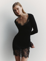 Платье "Muse" с кружевом, цвет чёрный, р-р S-M