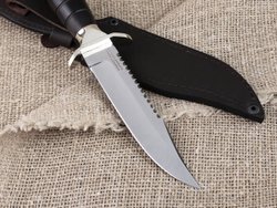 Нож «Разведчик», сталь 95х18, резная рукоять из черного мореного граба
