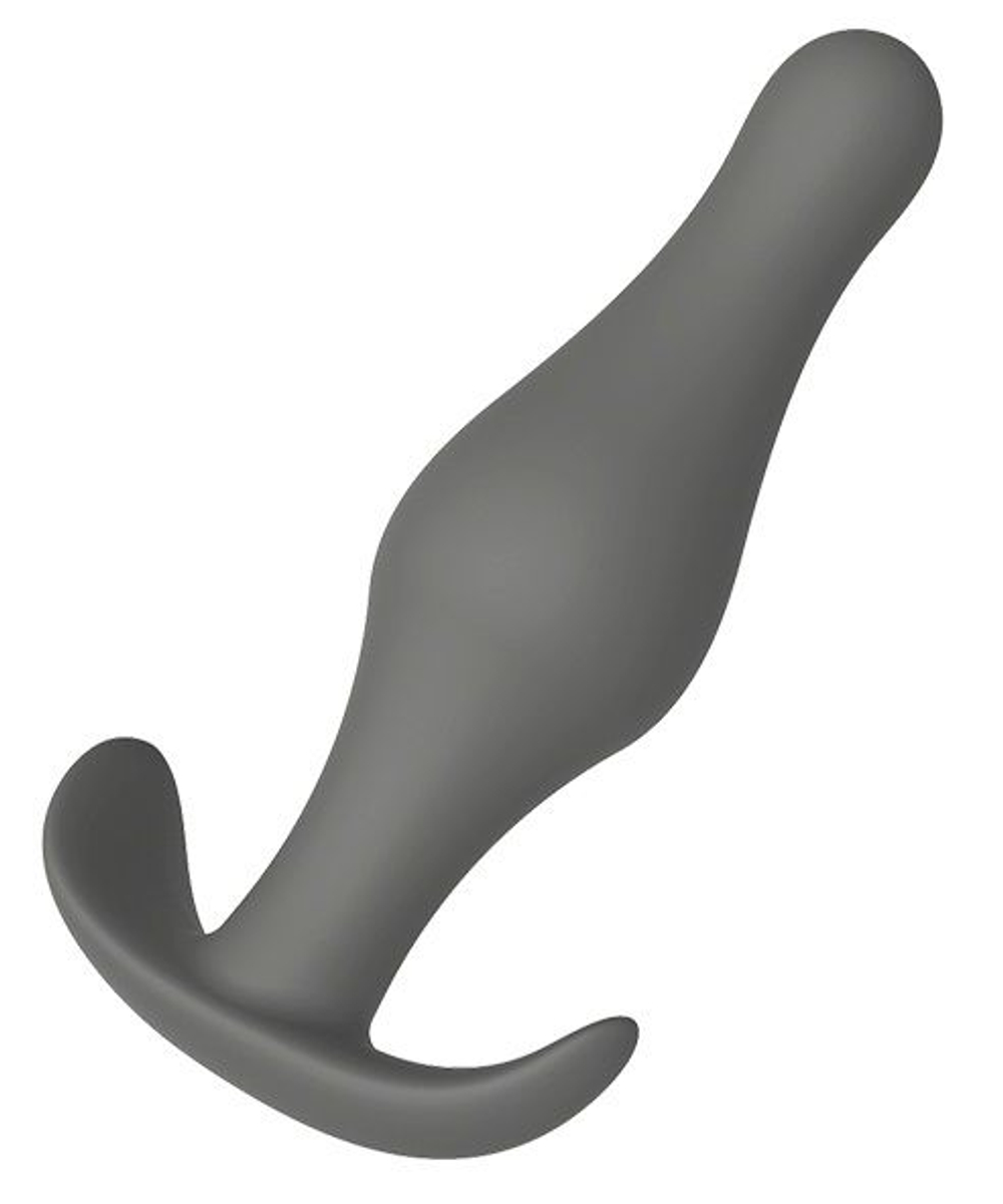 Серая анальная втулка Plug With T-handle - 10,3 см. (Цвет: серый)