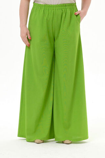 Широкие брюки изо льна, ярко-салатовые