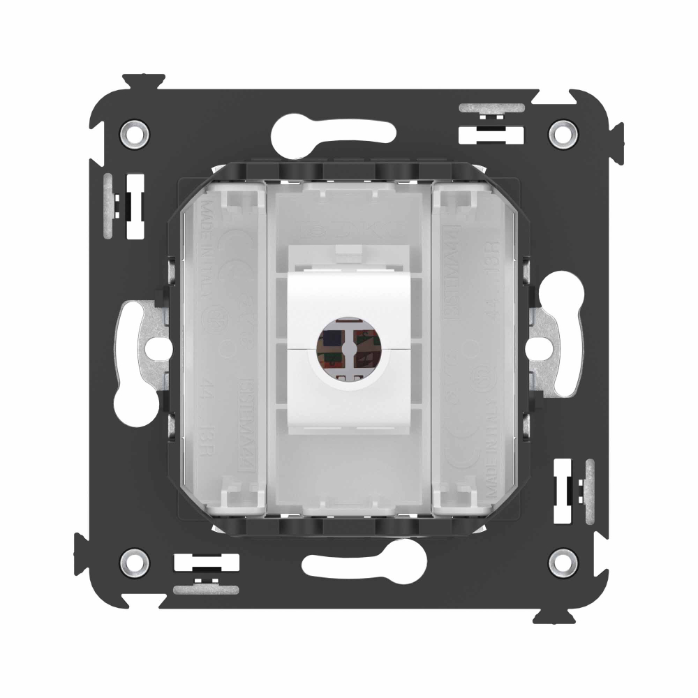 Компьютерная розетка RJ-45 без шторки в стену, кат.6А одинарная, "Avanti", "Белое облако"