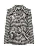 Жакет- пальто из шерсти, Черно-Белый