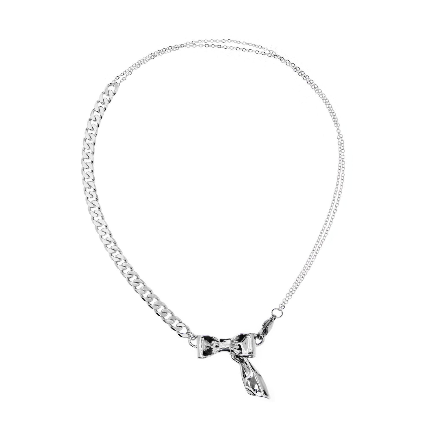 Колье Silver Chain Necklace With A Bow