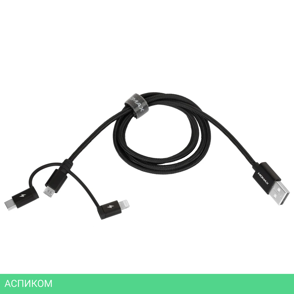 Кабель Momax OneLink 3-in-1 DX1D 1м Black