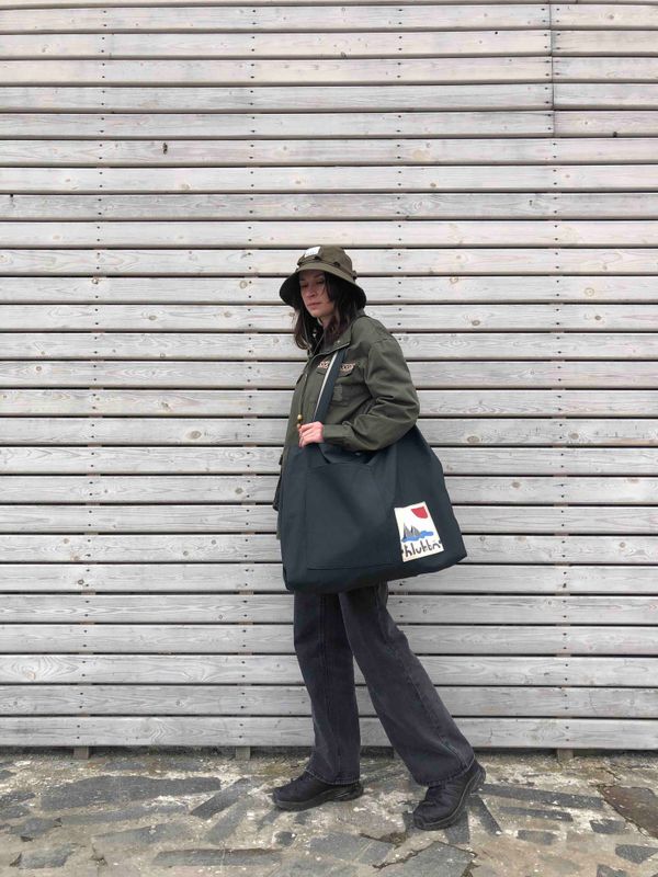 Шоппер Ручной работы XXL с патчем «море» Графитовый - фото 2